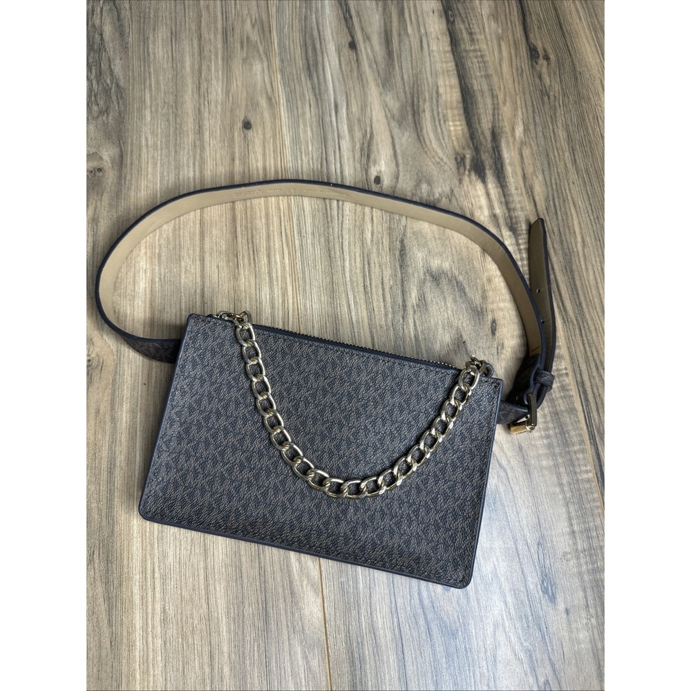 Michael KORS MK Signature Logo Pull Chain Belt Bag‎ Fanny Pack Chocolate